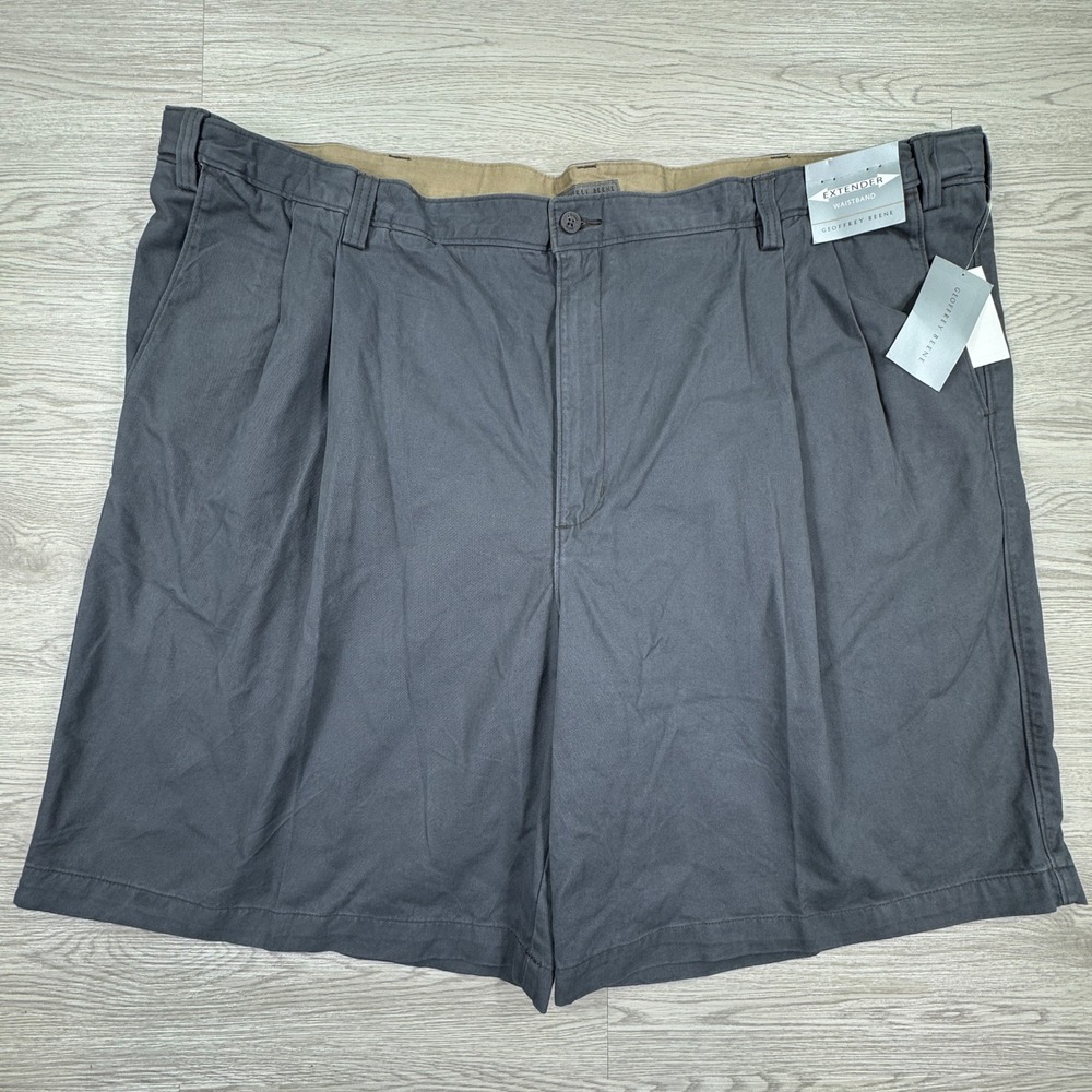Geoffrey Beene Mens Shorts Extender Waist Pleated Graphite Gray Classic 52 NWT